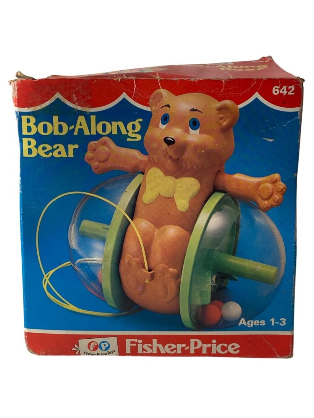 Vintage 1979 Fisher Price Bob Along Bear 642 Pull Toy Original Pull String